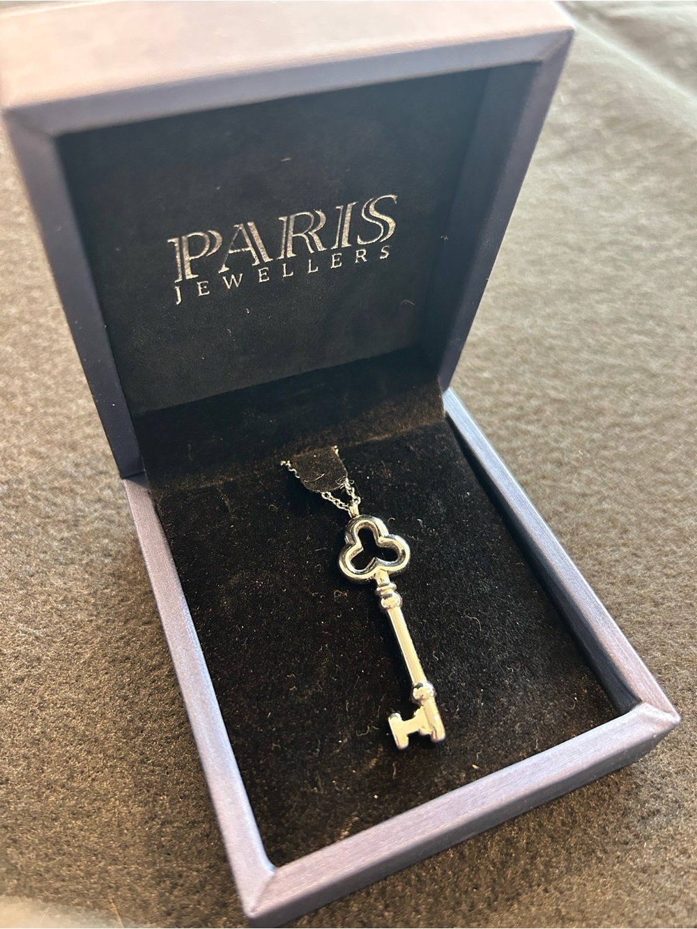 Silver Key Pendant Necklace - Black and Silver